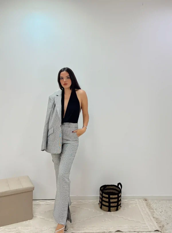 PANTALON PINZA CUADROS BRILLO - Imagen 3