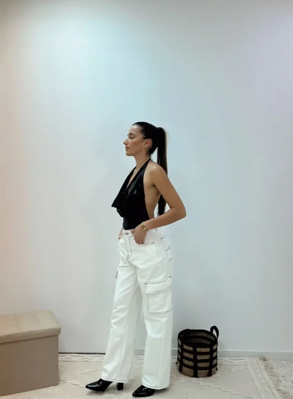 PANTALON BLANCO COSTURAS - Imagen 3