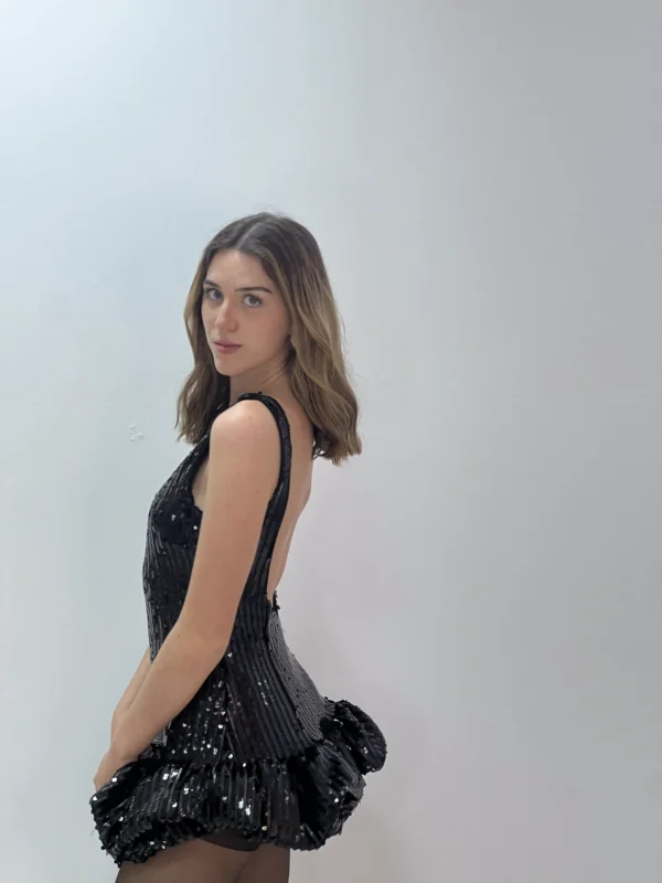 VESTIDO VOLANTE LENTEJUELA - Imagen 3